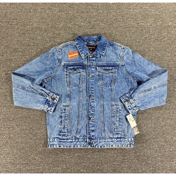 Members Only Jacket Mens Sz Large Blue Denim Jean Trucker Bomber Nickelodeon - Picture 1 of 12